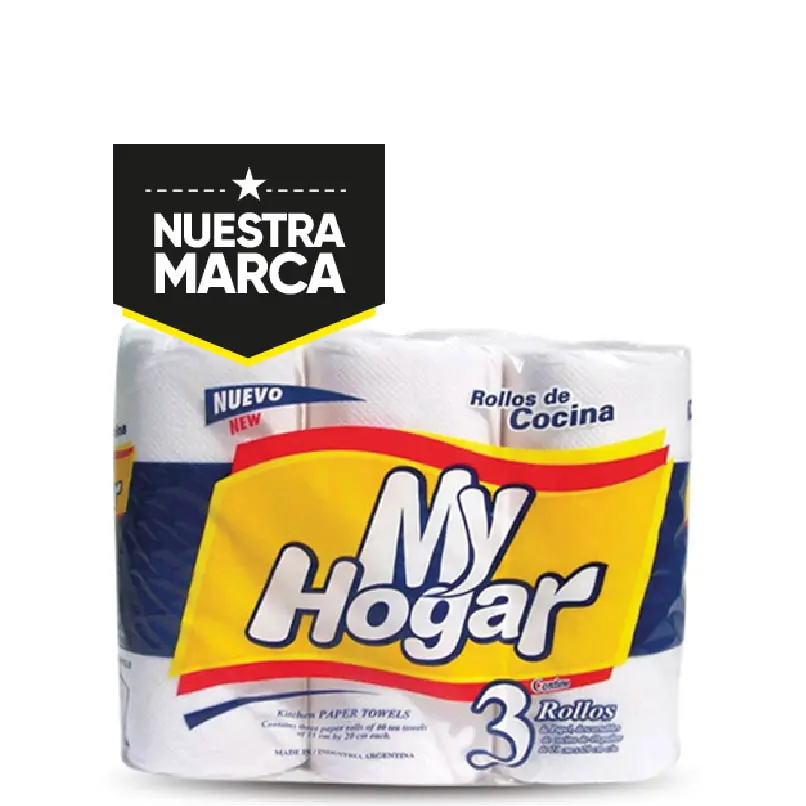 ROLLO DE COCINA MY HOGAR BLANCO 3 ROLLOS x 40 PAÑOS